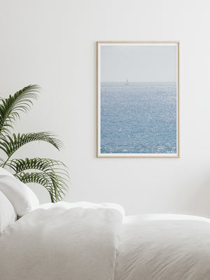 "Saildream" photo print of a beautiful sun soaked afternoon sail along the Southern California Coast. Photo print by Kristen M. Brown of Samba to the Sea for The Sunset Shop. Southern California sailing photography wall art in tropical coastal bedroom.