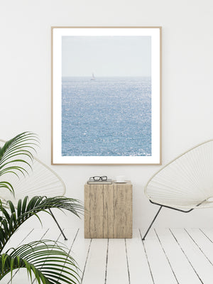 "Saildream" photo print of a beautiful sun soaked afternoon sail along the Southern California Coast. Photo print by Kristen M. Brown of Samba to the Sea for The Sunset Shop. Southern California sailing photography wall art in tropical coastal living room.