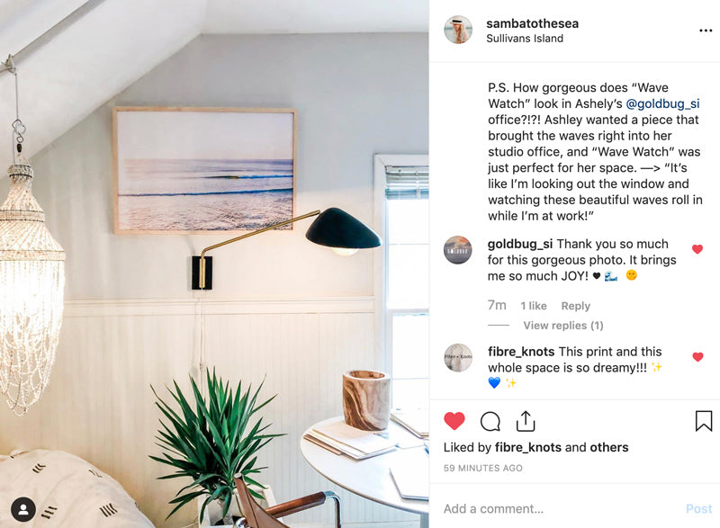 Review for "Wave Watch" aerial wave print by Kristen M. Brown of Samba to the Sea for The Sunset Shop.