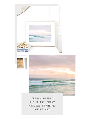 "Beach Happy" framed print. Beach sunset in Watercolor Florida. Photographed by Kristen M. Brown of Samba to the Sea, The Sunset Shop.