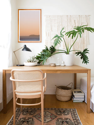 “Golden Bu” golden glow sunset over Point Dume in Malibu, CA photo print by Kristen M. Brown of Samba to the Sea for The Sunset Shop. Sunset photo print in boho coastal living room.