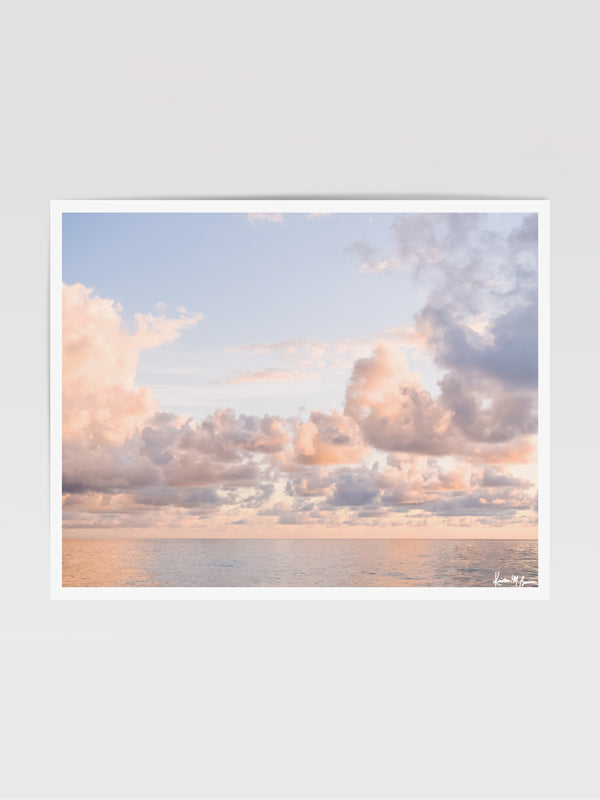 Pastel pink sunrise photography print in Key Biscayne Florida. Photographed by Kristen M. Brown of Samba to the Sea at The Sunset Shop.
