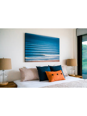 “Liquid Dreams” Costa Rica surf wall art. Canvas photo print of corduroy wave lines in Costa Rica. Hung in beautiful ocean view home "Angel Mar" in Tamarindo. Photographed by Kristen M. Brown, Samba to the Sea.