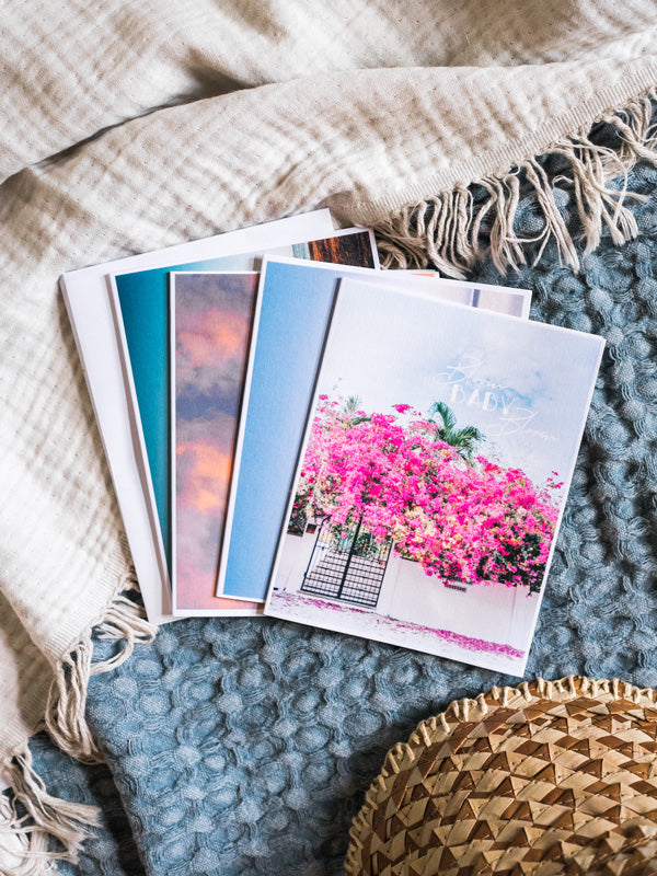 "Bloom Baby Bloom" notecard. What's better than a text message from a loved one? Happy mail from a loved one! š«š Grab this dreamy set of four notecards printed on divine linen card stock (blank inside) and start sending some love notes to your mom, boyfriend/girlfriend, best friend...and of course your grandma! By Kristen M. Brown, Samba to the Sea for The Sunset Shop.