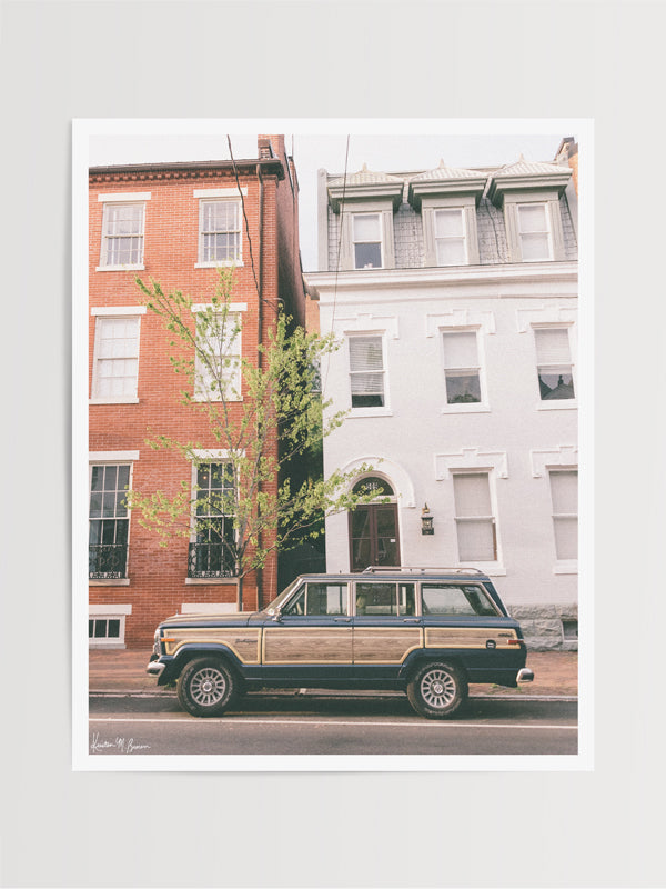 The Jeep that started an entire culture of Jeep lovers -- the Wagoneer! With its timeless design and power, this beauty is an instant transport back to simpler days where you could easily get off the grid...or hop into the city from the 'burbs to see the Cherry Blossoms in full bloom in Washington DC! Welcome back to that amazing family weekend city adventure, all from the comfort of your smart home...wherever that smart home may be with this photo print "Old Town Wagoneer".