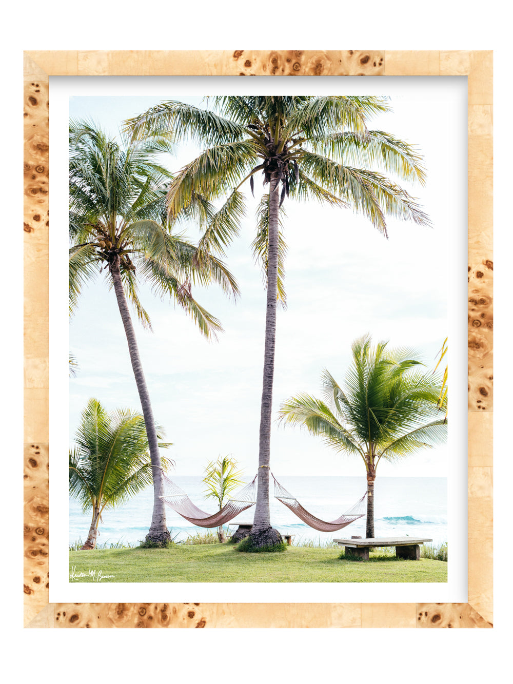 Burlwood frame for sunset and beach photo wall art at The Sunset Shop.