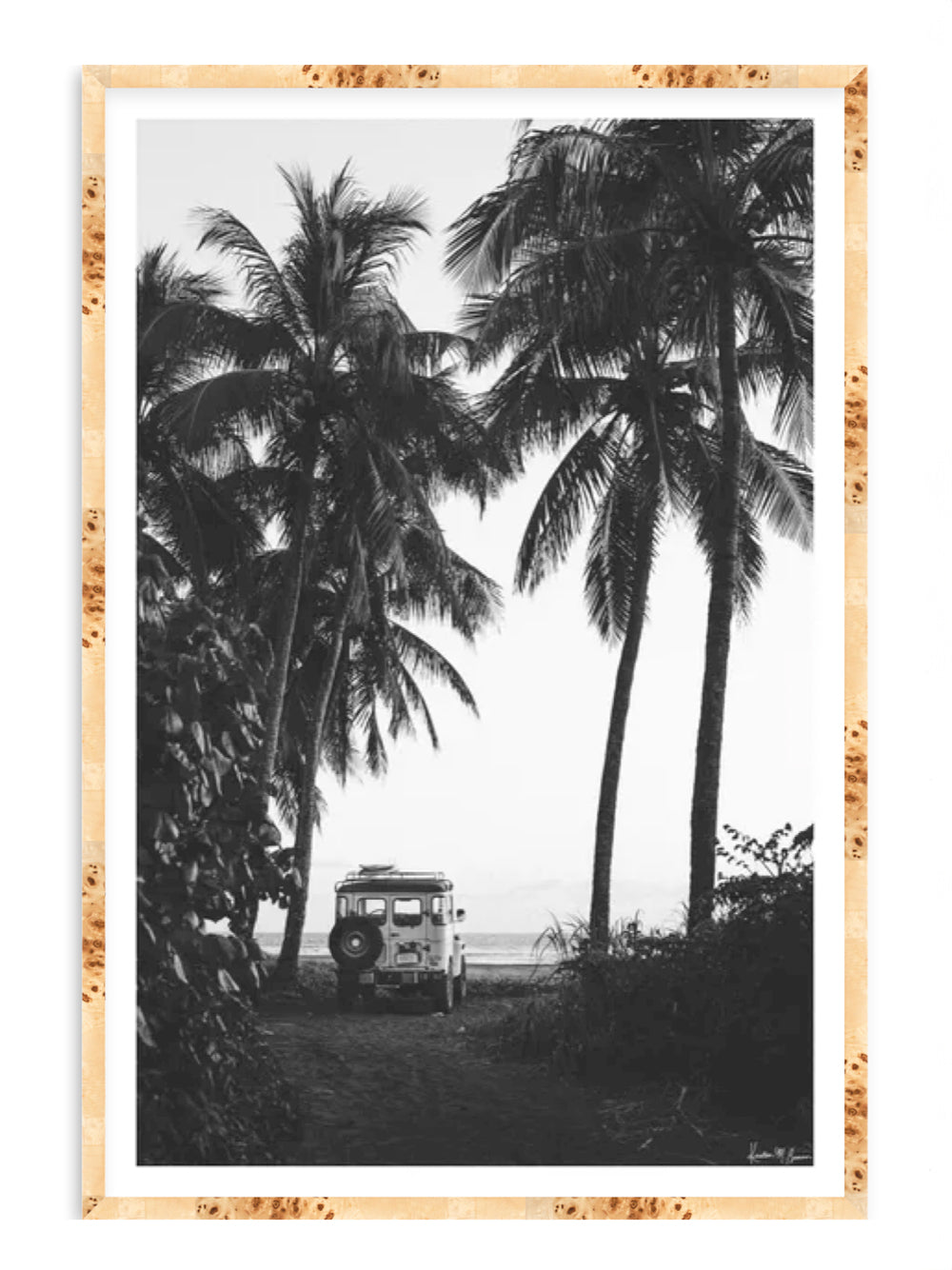 Burlwood frame for sunset and beach photo wall art at The Sunset Shop.
