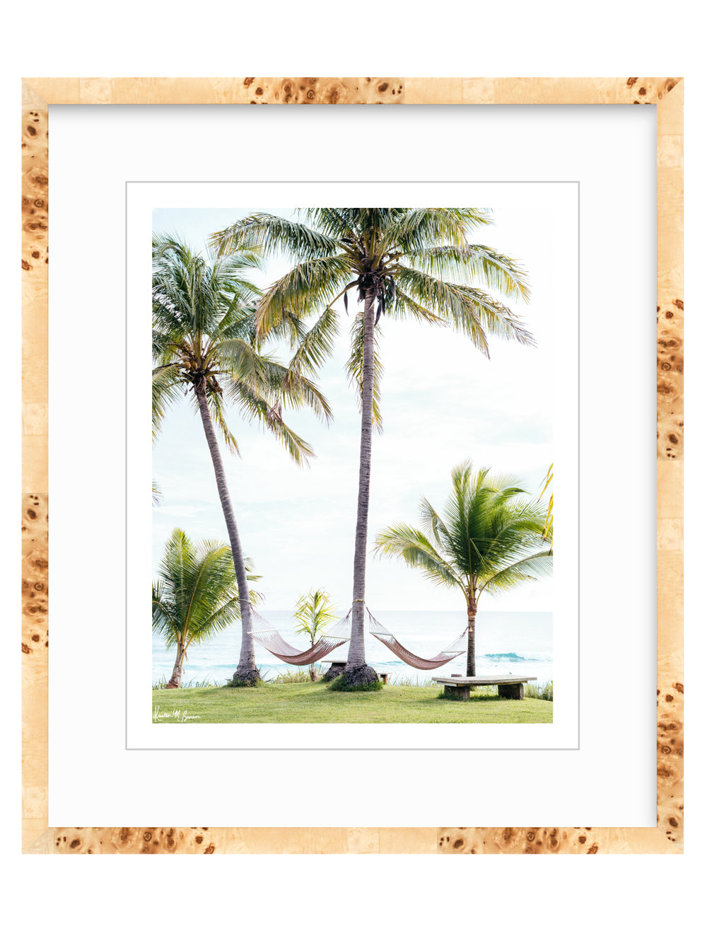 Burlwood frame for sunset and beach photo wall art at The Sunset Shop.