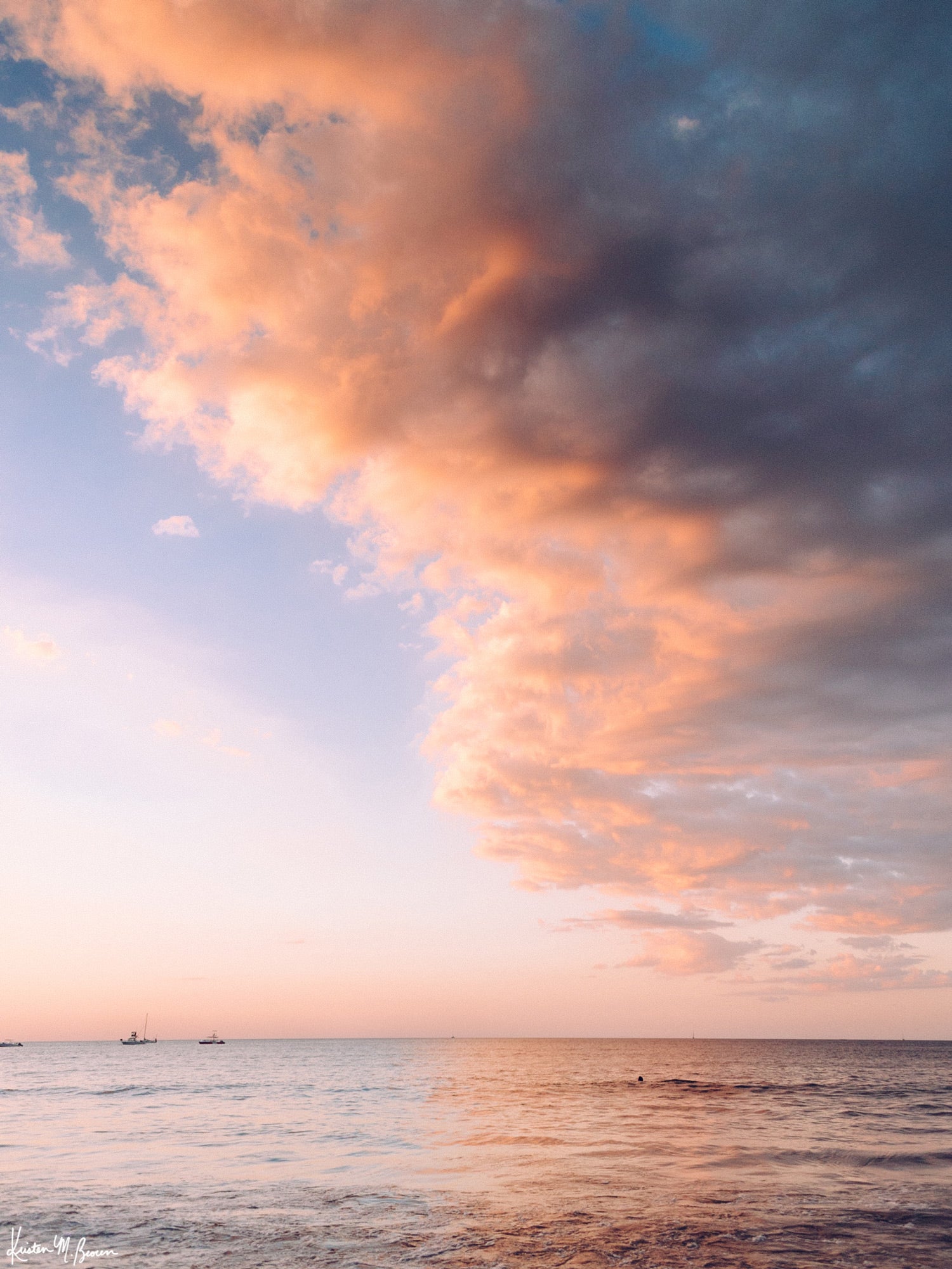 Serene sunset pastel blue and pink sunset sky over the Pacific Ocean in Costa Rica. "Candy Land" photographed by Kristen M. Brown, Samba to the Sea at The Sunset Shop.