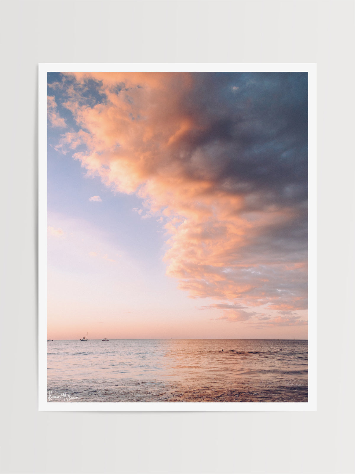 Serene sunset pastel blue and pink sunset sky over the Pacific Ocean in Costa Rica. "Candy Land" photographed by Kristen M. Brown, Samba to the Sea at The Sunset Shop.