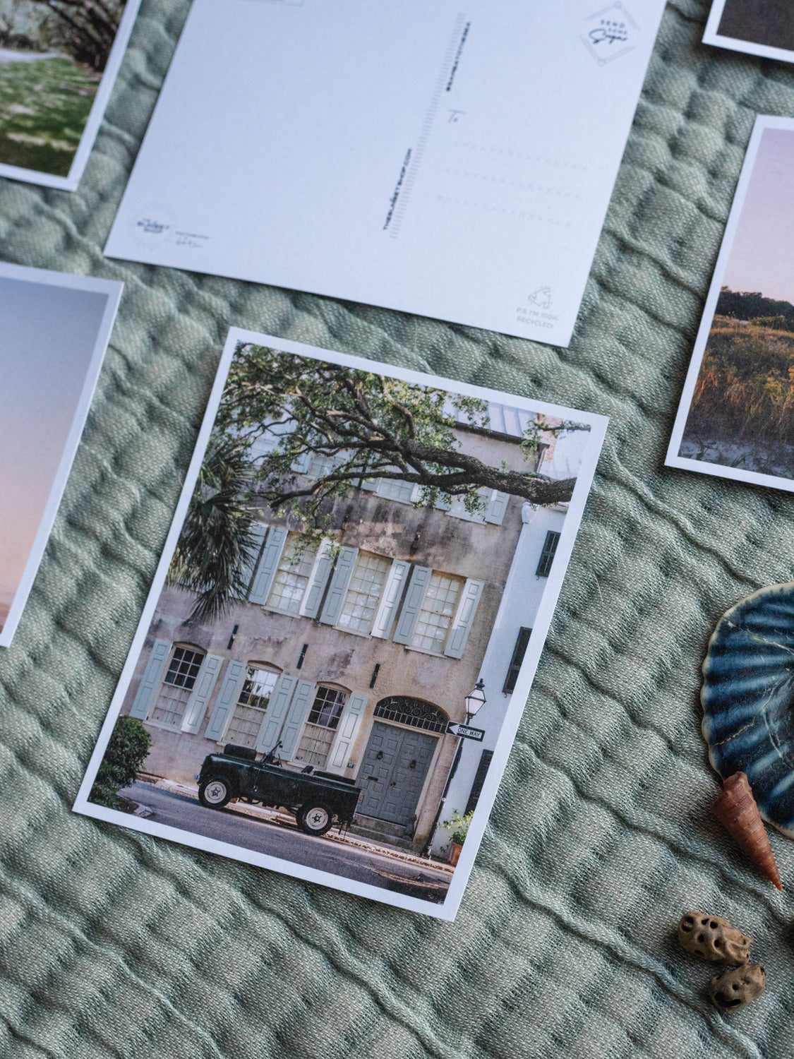 Land Rover historic downtown Charleston postcards. Printed on 100% recycled paper. Photographed by Charleston photographer Kristen M. Brown of Samba to the Sea for The Sunset Shop.