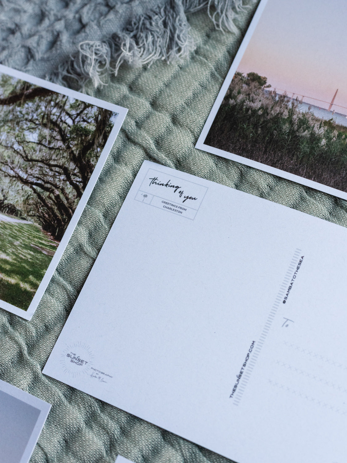 Charleston postcards. Printed on 100% recycled paper. Photographed by Charleston photographer Kristen M. Brown of Samba to the Sea for The Sunset Shop.