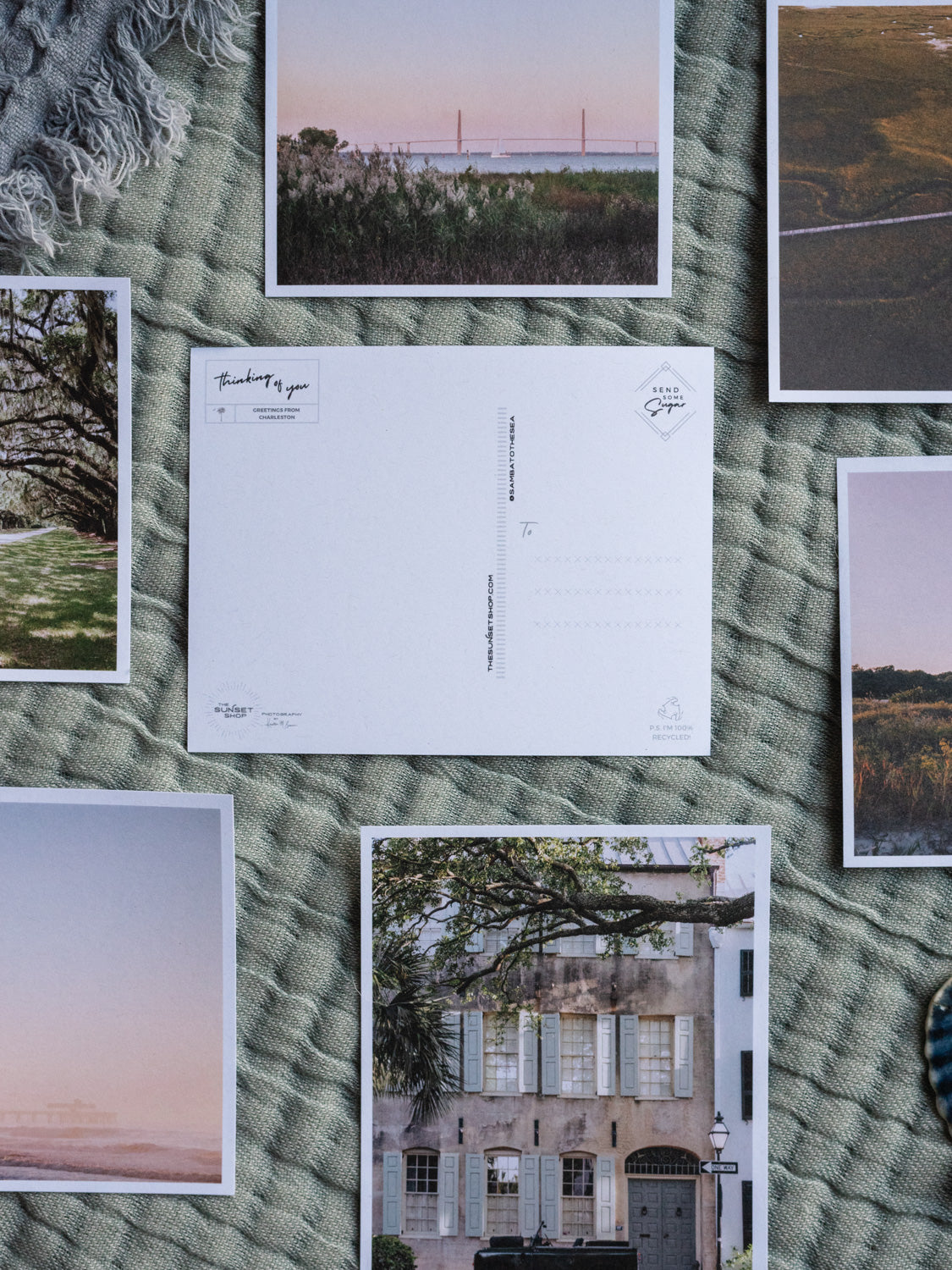 Charleston postcards. Printed on 100% recycled paper. Photographed by Charleston photographer Kristen M. Brown of Samba to the Sea for The Sunset Shop.