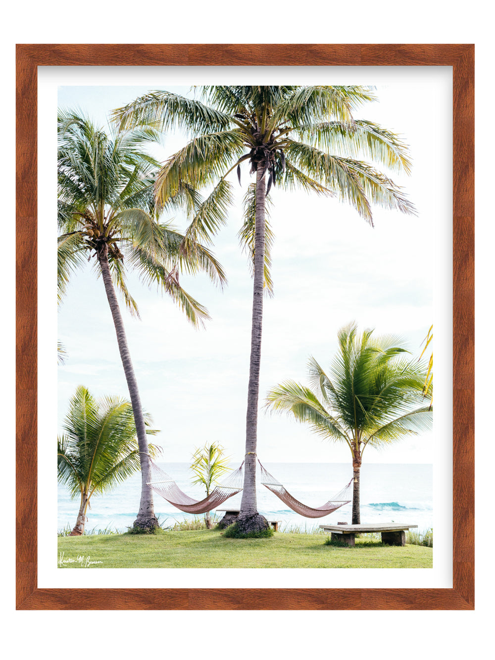 Warm wood frame for sunset and beach photo wall art at The Sunset Shop.