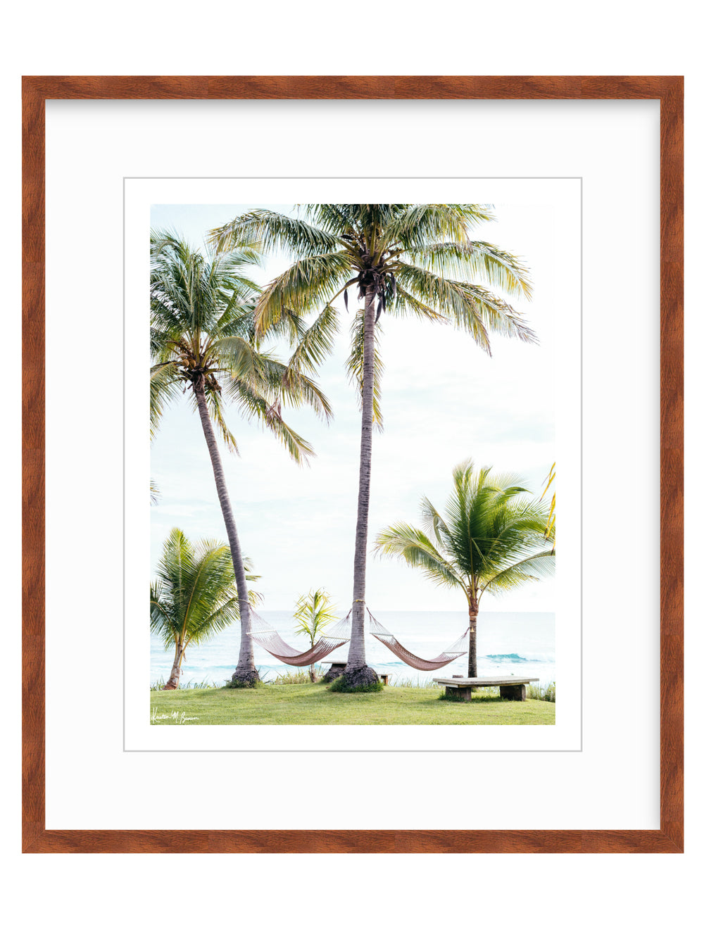 Warm wood frame for sunset and beach photo wall art at The Sunset Shop.
