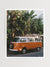 Midcentury modern coastal living room. Orange VW Bus photo print in Southern California. “Leucadia Bus” photo print of a beautiful vintage VW Bus in Encinitas, California by Kristen M. Brown of Samba to the Sea for The Sunset Shop. 