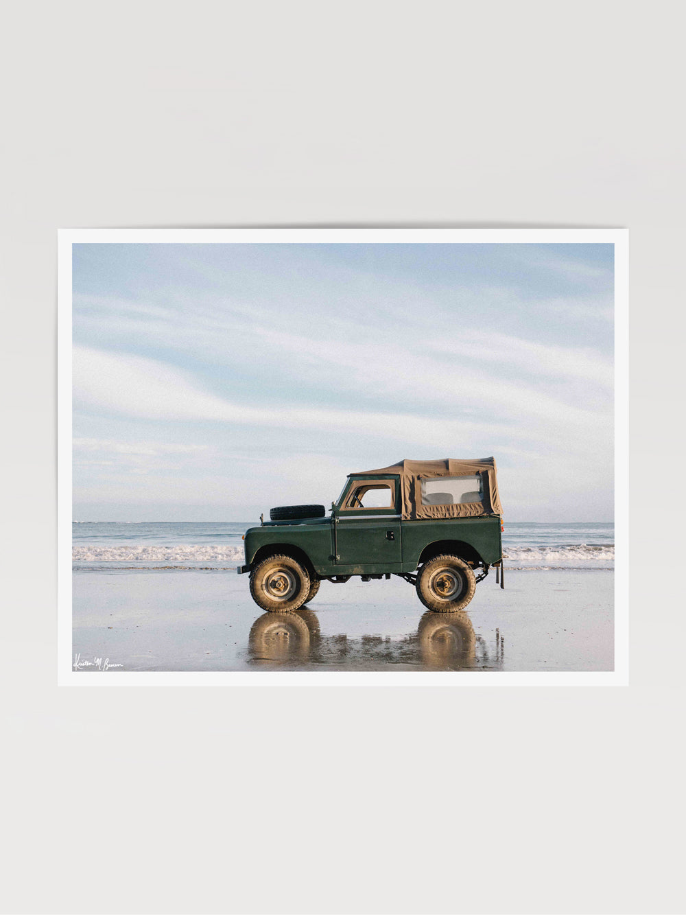 Say buenos dias, good morning to the beach adventure that awaits you with this classic Land Rover Series two! Glowing in the soft early morning light, "Low Tide Rover" is waiting for you! Photo print by Kristen M. Brown of Samba to the Sea for The Sunset Shop.