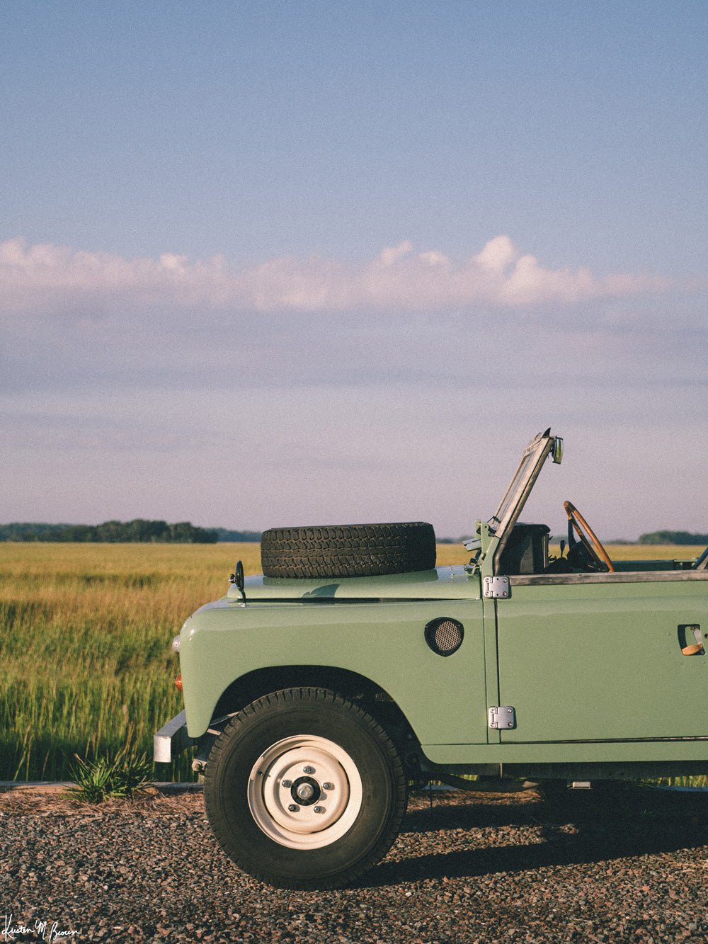 There's nothing like the soft, warm golden light and a scenic drive along the marsh in a classic Land Rover series. Hop on in and cruise along the lowcountry!"Marsh Rover" photo print of Land Rover series parked along the marsh in Charleston, SC. Photographed by Kristen M. Brown of Samba to the Sea.