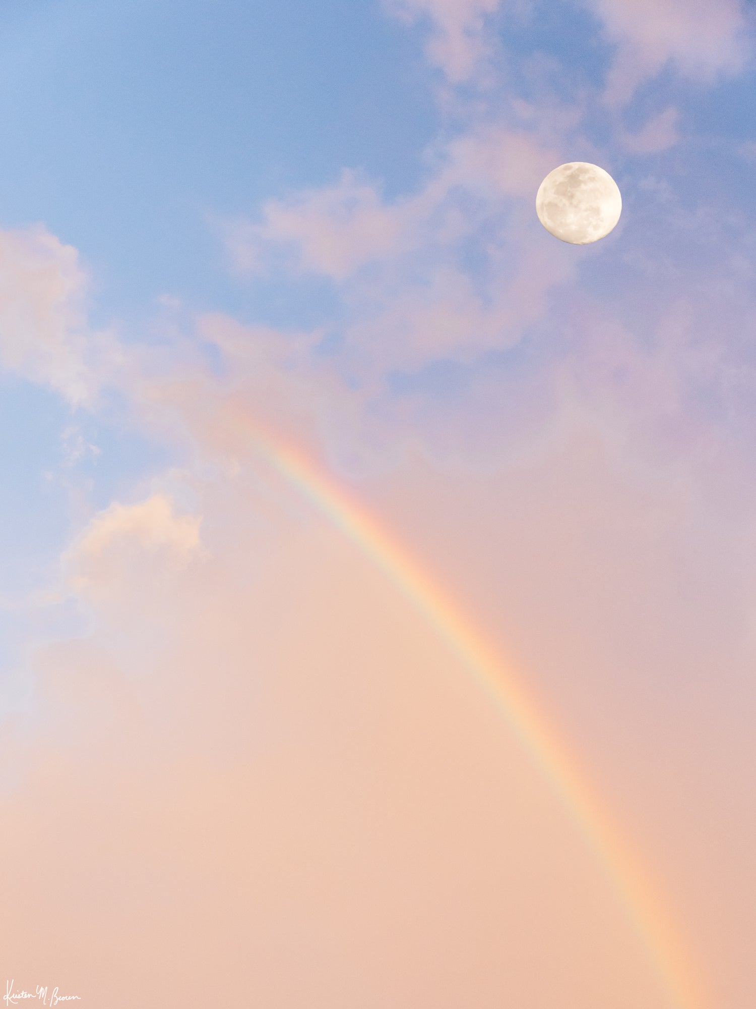 Moon setting in a sunrise rainbow sky in Costa Rica. Photographed by Kristen M. Brown of Samba to the Sea for The Sunset Shop.