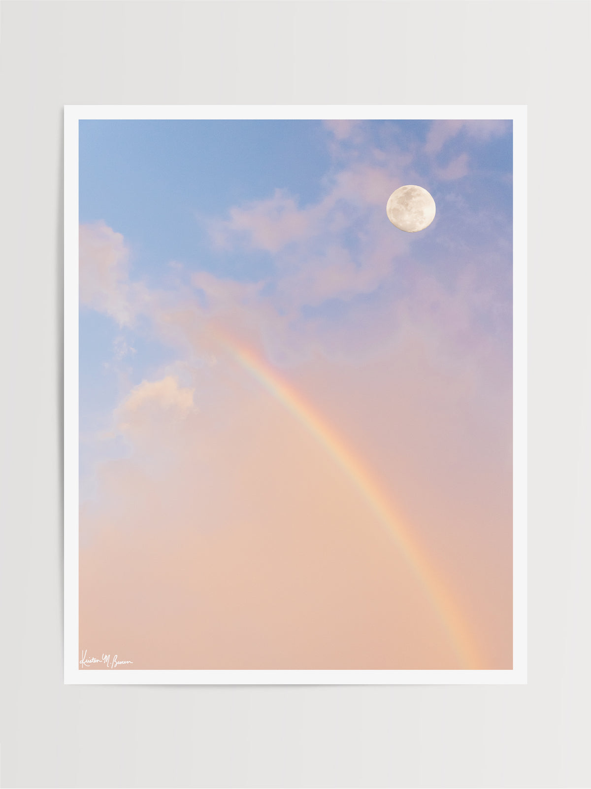 Moon setting in a sunrise rainbow sky in Costa Rica. Photographed by Kristen M. Brown of Samba to the Sea for The Sunset Shop.