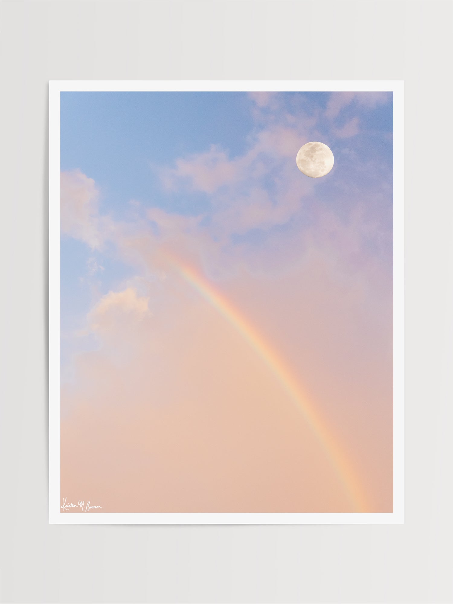 Moon setting in a sunrise rainbow sky in Costa Rica. Photographed by Kristen M. Brown of Samba to the Sea for The Sunset Shop.