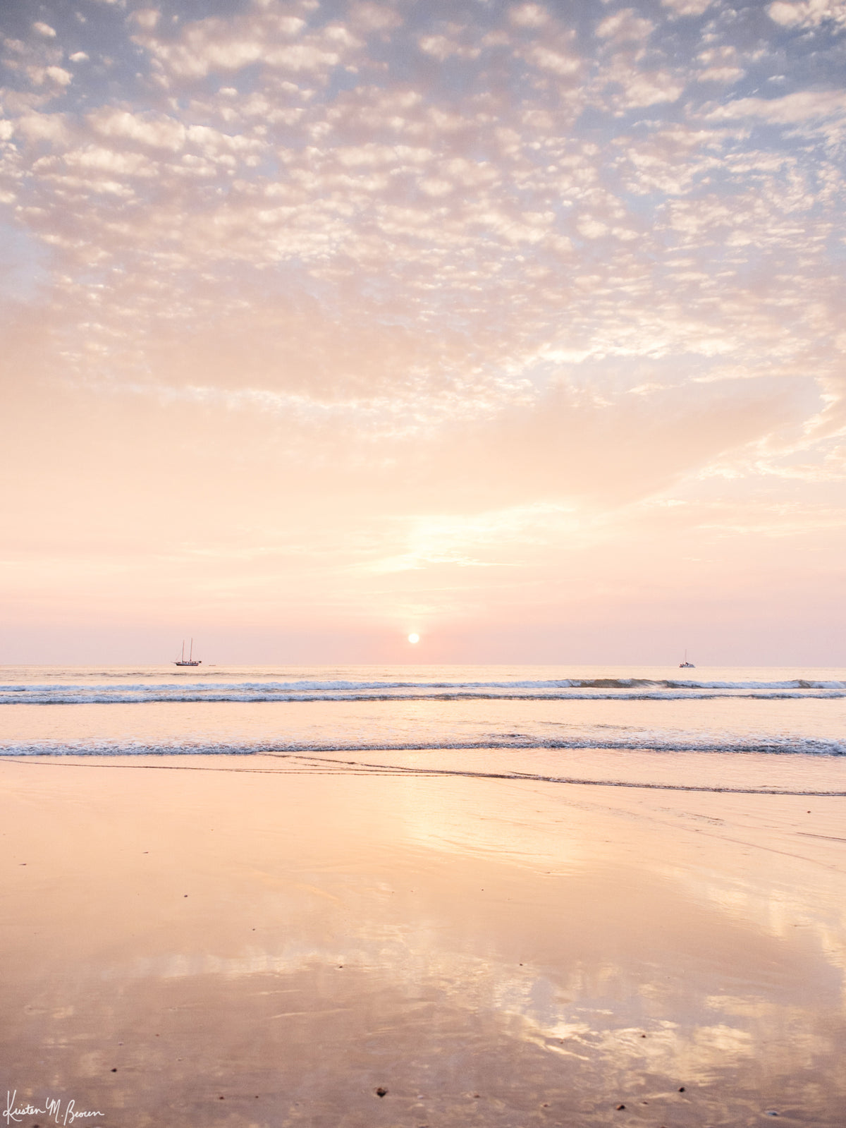 Beautiful pastel pink sunset in Tamarindo Costa Rica. Photographed by Samba to the Sea for The Sunset Shop.