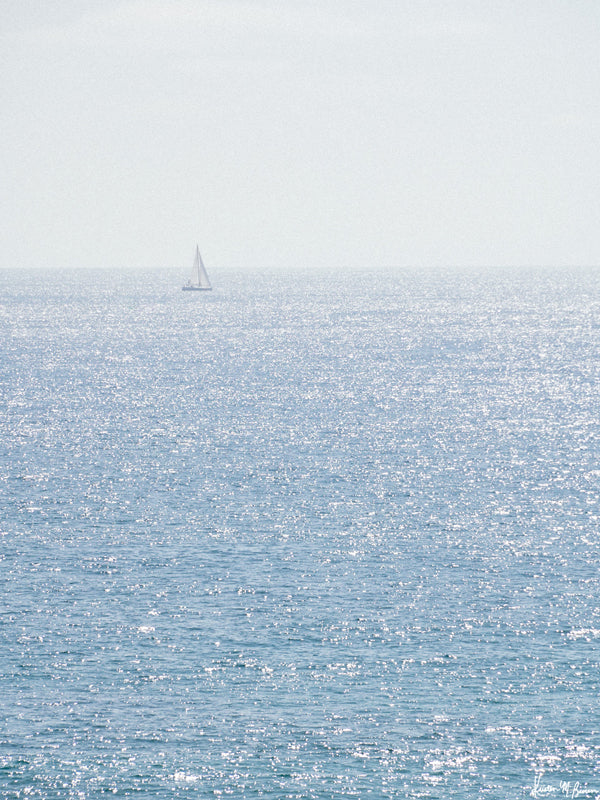 &quot;Saildream&quot; photo print of a beautiful sun soaked afternoon sail along the Southern California Coast. Photo print by Kristen M. Brown of Samba to the Sea for The Sunset Shop. Southern California sailing photography wall art