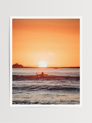 There's nothing better than ending your day with a surf and a beautiful sunset in Costa Rica. Sunset surfer print by Samba to the Sea at The Sunset Shop.