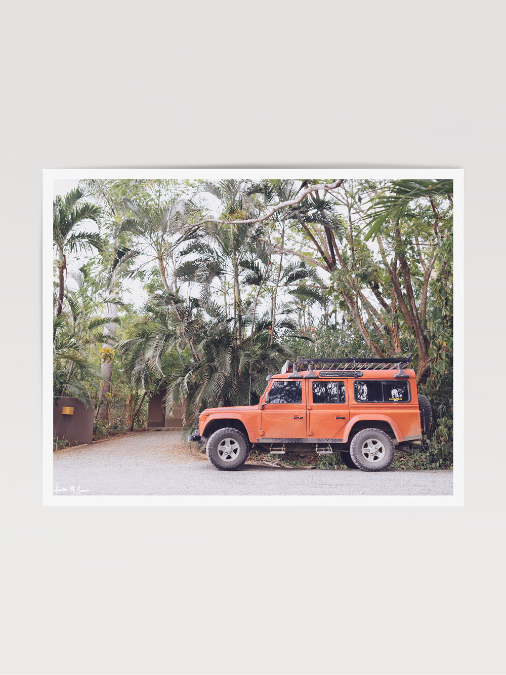 Because life is all about the magic in the detours and the beauty of taking time to explore bumpy, back road dirt roads in tropical paradise with Land Rover Defender just like this. "Tropical Sleigh" black and white Land Rover photo print photographed by Kristen M. Brown, Samba to the Sea for The Sunset Shop.