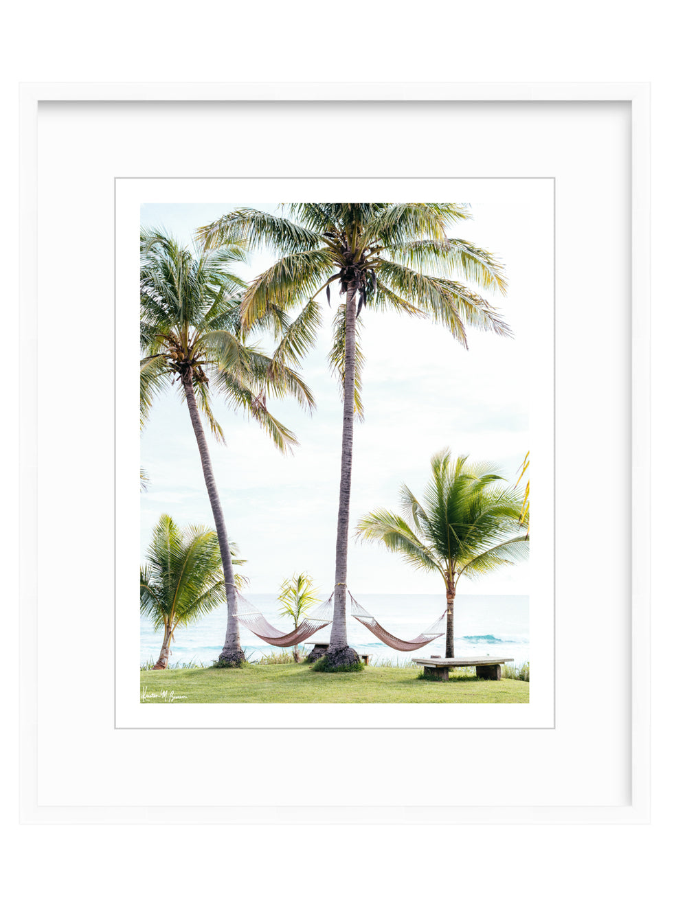 White wood custom frame for sunset and beach photo wall art at The Sunset Shop.