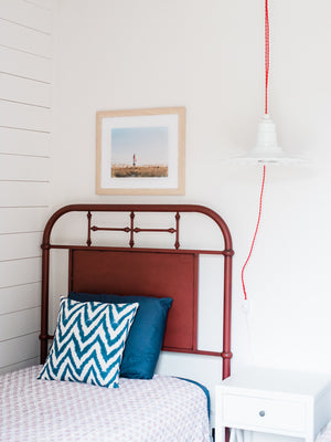 There she was, dancing in the sea breeze with the sea grass and shimmering in the late afternoon sun! Majestic American flag hanging from the Tybee Island Lighthouse in Tybee Island, GA. “Amber Waves” photographed by Kristen M. Brown, Samba to the Sea for The Sunset Shop. Coastal Americana bedroom wall art.