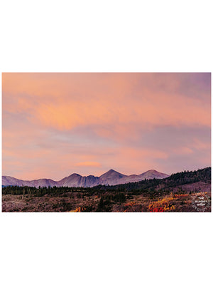 And into the mountains I go, to lose my mind and to find my soul...because there's just something magical about being in the mountains during sunset as the Alpenglow paints the mountains pink.   Sunset image of Alpenglow on Arapahoe, Gray, and Torrey mountains, Colorado.  "Arapahoe Glow" mountain sunset image print by Kristen M. Brown, Samba to the Sea.