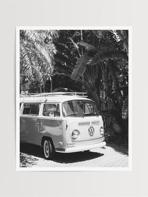 Because there's nothing that says carefree summer beach days more than a VW Bus! So what are you waiting for? Hop on in to the Biscayne Bus and let's roll down to the beach! Vintage VW Bus B&W tropical photo print "Biscayne Bus" photographed by Kristen M. Brown of Samba to the Sea for The Sunset Shop.