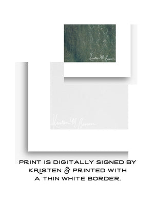 Digital signature and white border detail for photo prints by Kristen M. Brown of Samba to the Sea for The Sunset Shop.