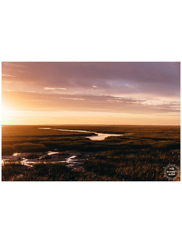 First light sunrise over the Romerly marsh in Savannah, Georgia. &quot;First Light&quot; pastel marsh sunrise print by Kristen M. Brown, Samba to the Sea.