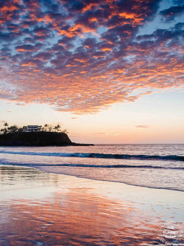 Beautiful sunset sky over the beach in Playa Flamingo in Costa Rica. &quot;Flamingo&quot; sunset beach print photographed by Kristen M. Brown, Samba to the Sea for The Sunset Shop. 