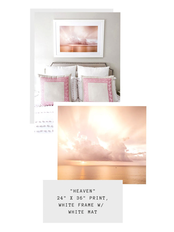 "Heaven" framed print. Aerial ocean sunset photo. Photographed by Kristen M. Brown of Samba to the Sea, The Sunset Shop.