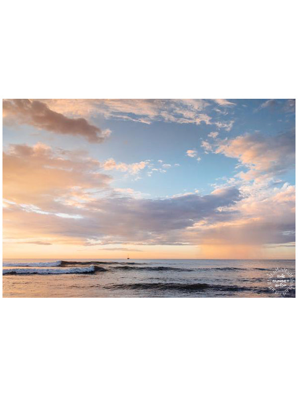 Beautiful pink rain and pastel sunset in Tamarindo Costa Rica. Photographed by Samba to the Sea for The Sunset Shop.