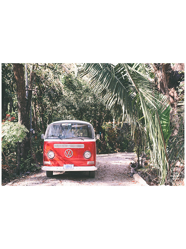 Life is simple - - surf 🏄🏼‍♀️ , jam 🎸, live life in a VW Van 🚌 . Channel those carefree, summertime beach days at home with this tropical VW bus print in Nosara, Costa Rica.  "Jingle Bus" print by Kristen M. Brown, Samba to the Sea.