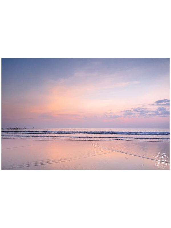 Beautiful pastel pink sunset in Tamarindo Costa Rica. Photographed by Samba to the Sea for The Sunset Shop.