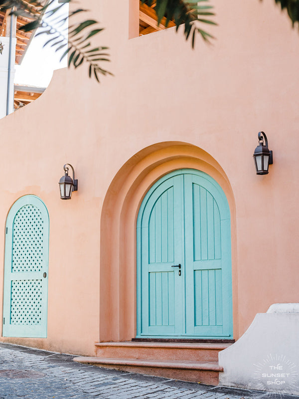 I&#39;ll take what&#39;s behind door color turquoise, por favor and gracias! 😍 Question is, you wanna go halfsies??? Mediterranean turquoise doors in Las Catalinas, Costa Rica. Photographed by Kristen M. Brown, Samba to the Sea.