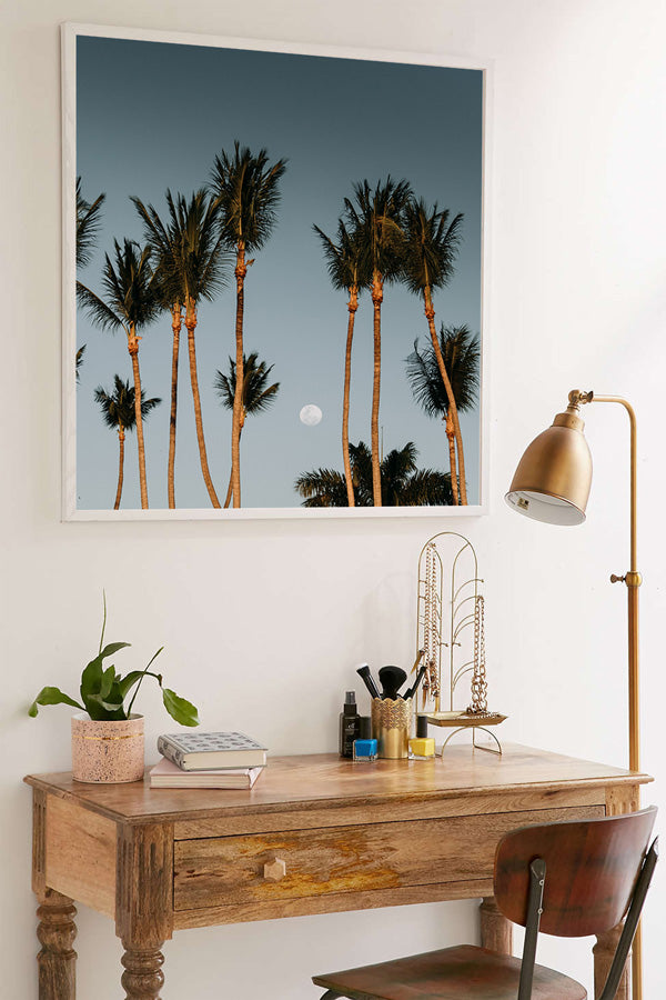 Full Moon Rising over palm trees Tamarindo, Costa Rica. Moon Magic palm tree print by Samba to the Sea at The Sunset Shop.