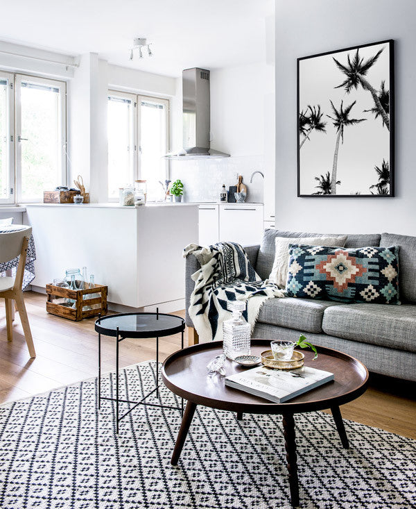 Palm Trees and 80 Degrees black and white palm trees print by Samba to the Sea.