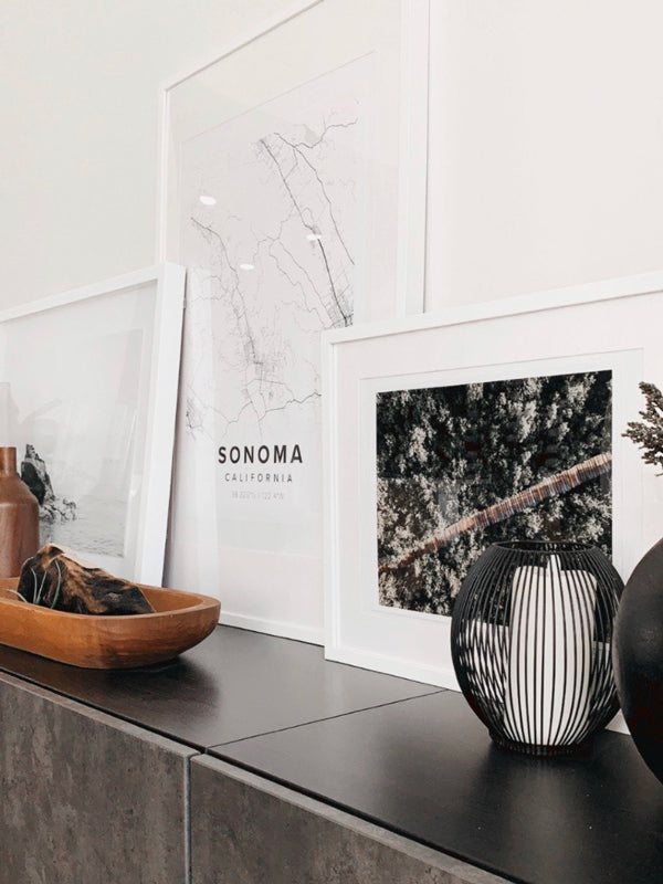 Aerial beach path in Costa Rica framed print in a neutral decor home. "Pathway to Surf Heaven" aerial print by Kristen M. Brown of Samba to the Sea Photography at The Sunset Shop.