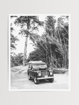 Tucked away in between volcanoes, there lies a magical cloud forest called Monteverde in Costa Rica with a vintage Land Rover series 3 awaiting your arrival. So are you ready? Hop on in and let's adventure away down dirt mountain roads to find that majestic waterfall you've been dreaming of! "Ready to Rover" black and white vintage Land Rover photo print by Kristen M. Brown of Samba to the Sea for The Sunset Shop.