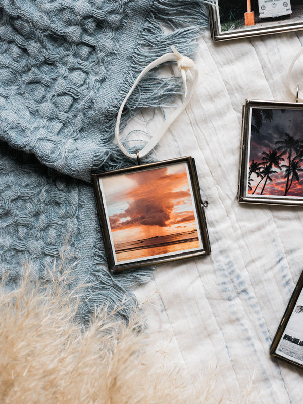 Rose Gold Rain - Glass Locket Photo Ornament