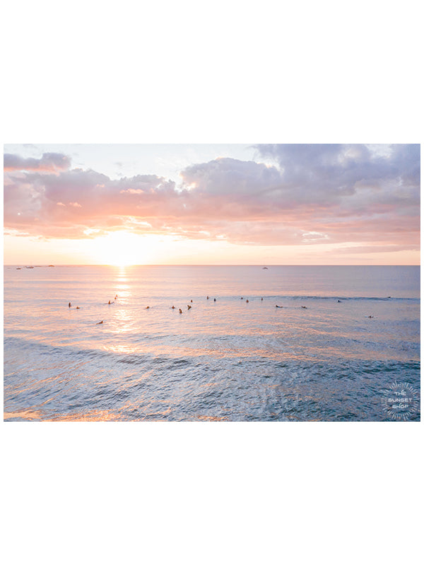 Because the best kind of therapy is surf therapy during one magical sunset, especially when it's a board meeting with your surf amigos! Now if only every day ended with magical sunset waves just like this…but at least you can have a print of Mother Nature's beauty and that's pretty darn close - heck yea! Aerial photo of sunset waves in Tamarindo Costa Rica photographed by Kristen M. Brown, Samba to the Sea for The Sunset Shop.