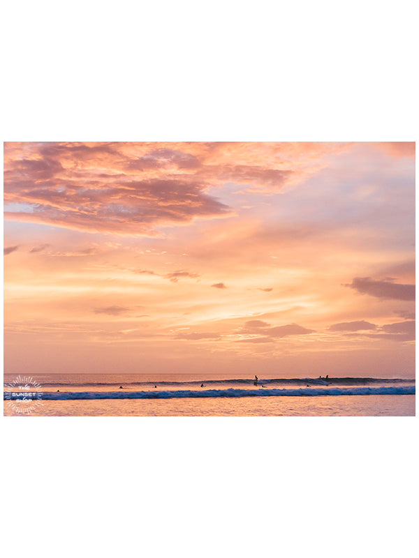 Because the best kind of therapy is surf therapy during one magical sunset, especially splitting the peak with your surf amigo! Costa Rica sunset surf fine art photo photographed by Kristen M. Brown, Samba to the Sea for The Sunset Shop.