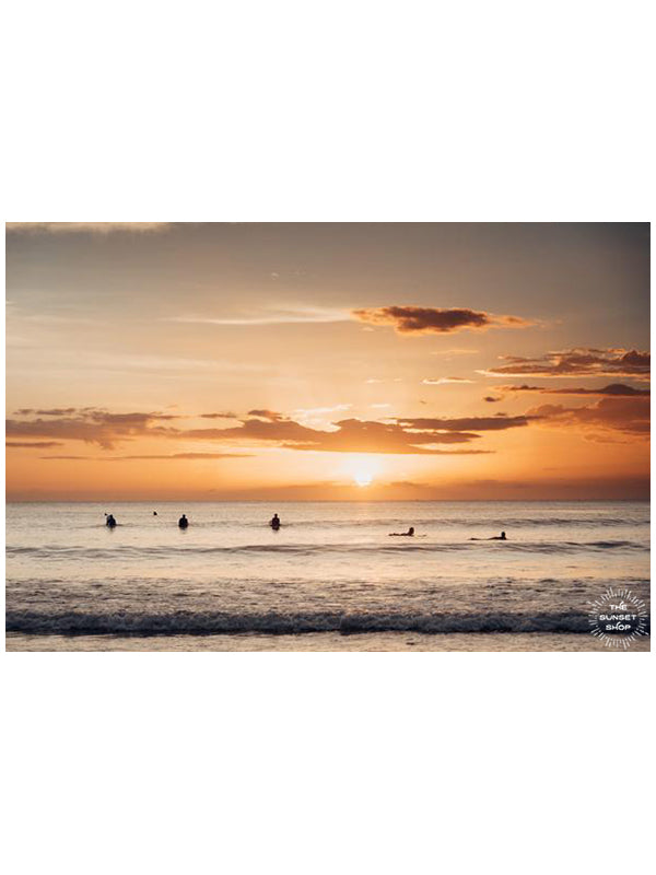 There&#39;s nothing better than ending your day with a surf and a beautiful sunset in Costa Rica.  Surfer print by Samba to the Sea at The Sunset Shop. 