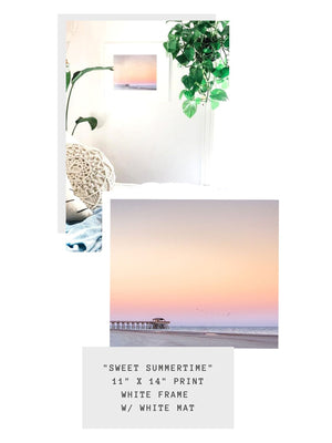 "Sweet Summertime" framed print. Pastel pink sunset in Tybee Island Georgia. Photographed by Kristen M. Brown of Samba to the Sea, The Sunset Shop.